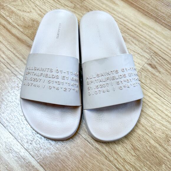 AllSaints Renegade Slides Misty Pink Sandals - Picture 2 of 6